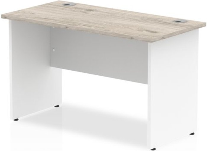 Office Monster | Impulse Impulse Panel End 1200/600 Rectangle Desk Grey Oak Top White Panels Impulse Impulse Panel End 1200/600 Rectangle Desk Grey Oak Top White Panels