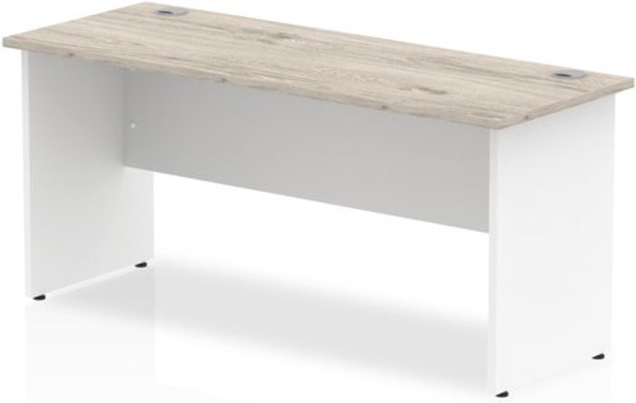 Office Monster | Impulse Impulse Panel End 1600/600 Rectangle Desk Grey Oak Top White Panels Impulse Impulse Panel End 1600/600 Rectangle Desk Grey Oak Top White Panels