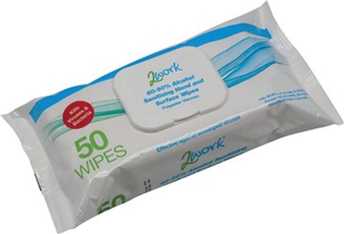 Office Monster | 2Work 2Work Antibacterial Alcohol Hand Wipes Unfragranced (Pack of 50) 2W03485 2Work 2Work Antibacterial Alcohol Hand Wipes Unfragranced (Pack of 50) 2W03485