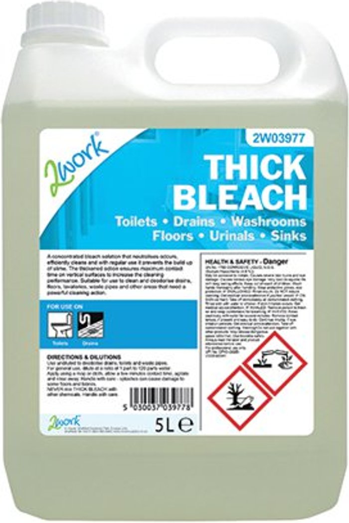 Office Monster | 2Work 2Work Thick Bleach 5 Litre 2W03977 2Work 2Work Thick Bleach 5 Litre 2W03977