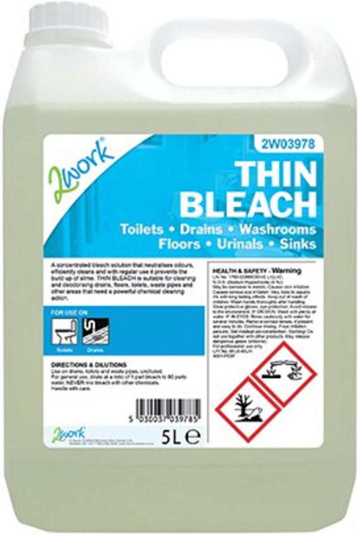 Office Monster | 2Work 2Work Thin Bleach 5 Litre 2W03978 2Work 2Work Thin Bleach 5 Litre 2W03978