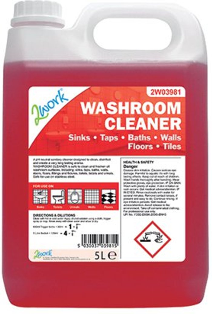 Office Monster | 2Work 2Work Washroom Cleaner Concentrate Odourless 5 Litre Bulk Bottle 2W03981 2Work 2Work Washroom Cleaner Concentrate Odourless 5 Litre Bulk Bottle 2W03981