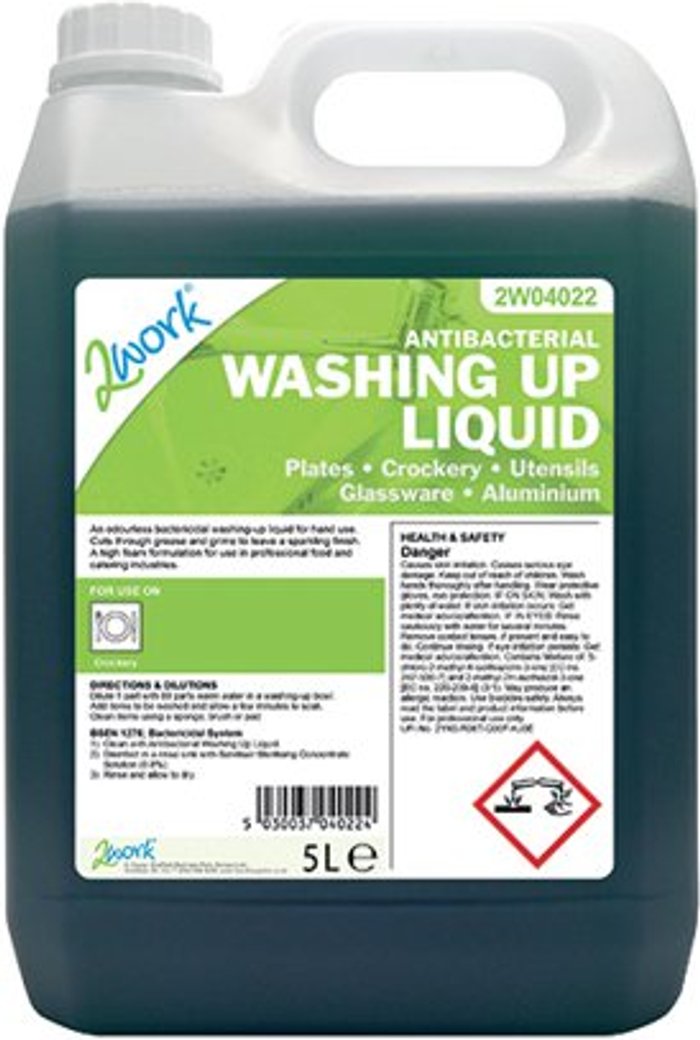 Office Monster | 2Work 2Work Antibacterial Washing Up Liquid 5 Litre 2W04022 2Work 2Work Antibacterial Washing Up Liquid 5 Litre 2W04022