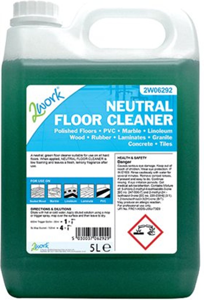 Office Monster | 2Work 2Work Neutral Floor Cleaner Lemon Fragrance 5 Litre Bulk Bottle 2W06292 2Work 2Work Neutral Floor Cleaner Lemon Fragrance 5 Litre Bulk Bottle 2W06292