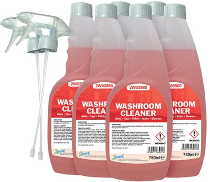 Office Monster | 2Work 2Work Washroom Cleaner Trigger Spray 750ml (Pack of 6) 2W07249 2Work 2Work Washroom Cleaner Trigger Spray 750ml (Pack of 6) 2W07249