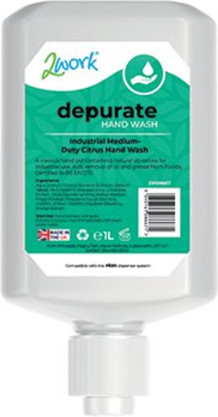 Office Monster | 2Work 2Work Depurate Hand Wash Soap Industrial Medium Duty Viscous Citrus 1L (Pack of 6) 2W08667 2Work 2Work Depurate Hand Wash Soap Industrial Medium Duty Viscous Citrus 1L (Pack of 6) 2W08667