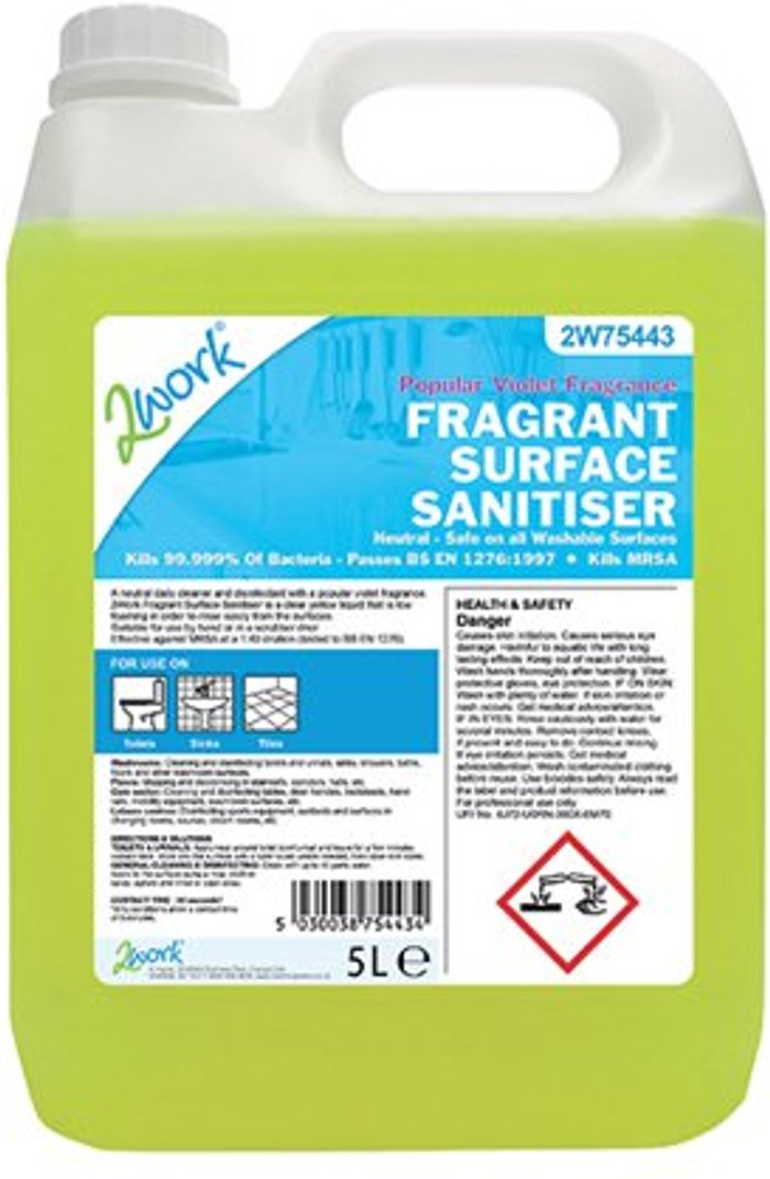 Office Monster | 2Work 2Work Fragrant Surface Sanitiser 5 Litre 2W75443 2Work 2Work Fragrant Surface Sanitiser 5 Litre 2W75443