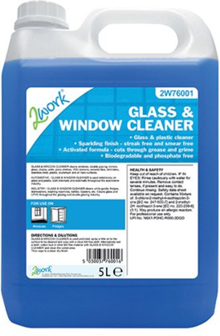 Office Monster | 2Work 2Work Glass and Window Cleaner 5 Litre Bottle 2W76001 2Work 2Work Glass and Window Cleaner 5 Litre Bottle 2W76001
