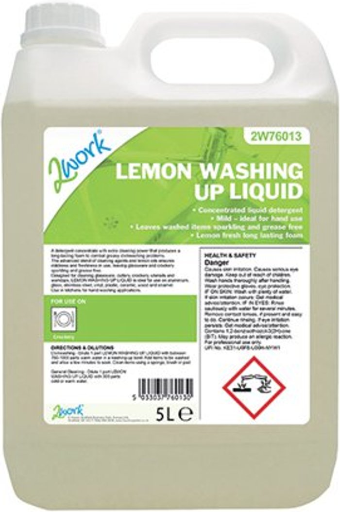 Office Monster | 2Work 2Work Washing Up Liquid Lemon Scent 5 Litre Bottle 2W76013 2Work 2Work Washing Up Liquid Lemon Scent 5 Litre Bottle 2W76013