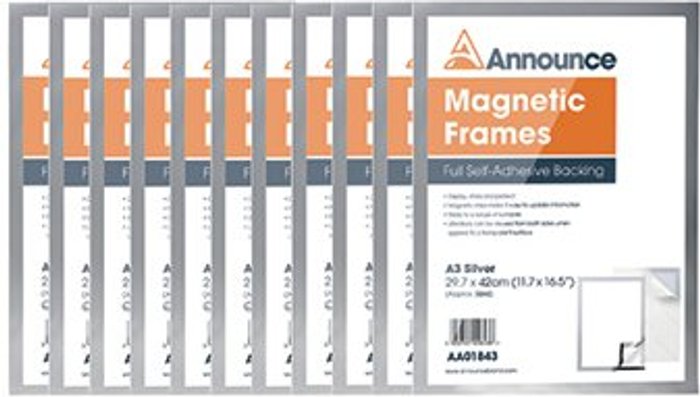 Office Monster | Announce Announce Magnetic Frame A3 Silver (Pack of 10) AA01845 Announce Announce Magnetic Frame A3 Silver (Pack of 10) AA01845