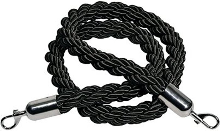 Office Monster | Securit Rope 25x1500mm Black With Chrome Clips CBROPEBLACK Securit Rope 25x1500mm Black With Chrome Clips CBROPEBLACK