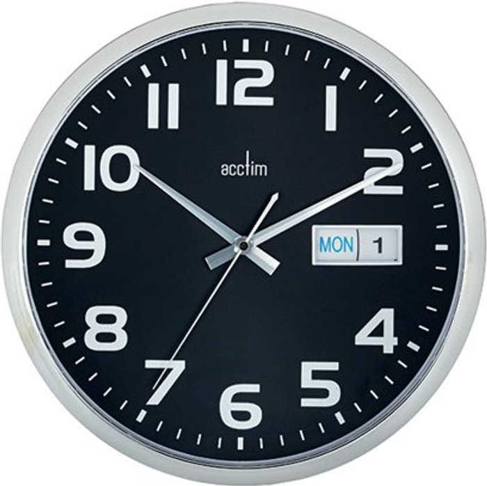 Office Monster | Acctim Acctim Supervisor Wall Clock 320mm Chrome/Black 21023 Acctim Acctim Supervisor Wall Clock 320mm Chrome/Black 21023