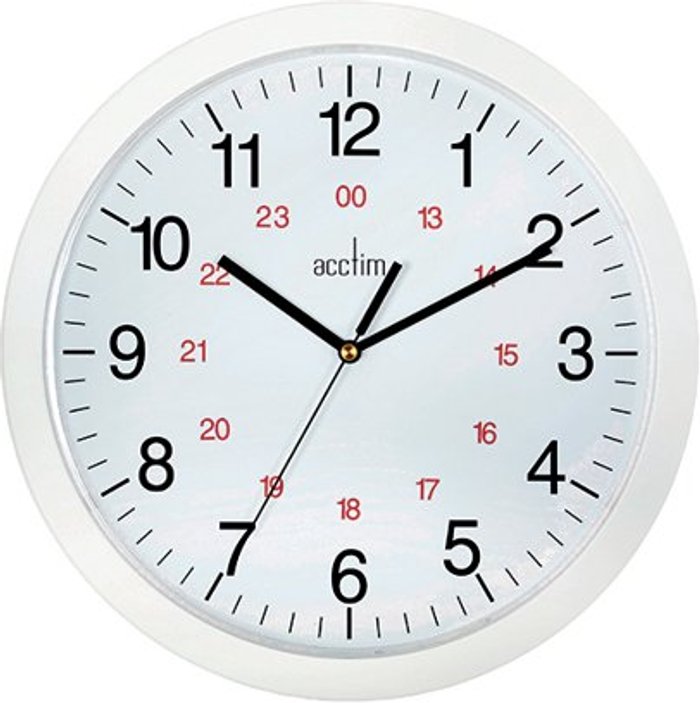 Office Monster | Acctim Acctim Metro 24 Hour Plastic Wall Clock 300mm White 21162 Acctim Acctim Metro 24 Hour Plastic Wall Clock 300mm White 21162