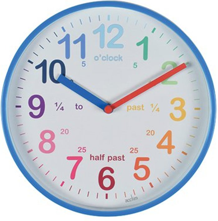 Office Monster | Acctim Acctim Wickford Time Teaching Clock Blue Edging 22529 Acctim Acctim Wickford Time Teaching Clock Blue Edging 22529