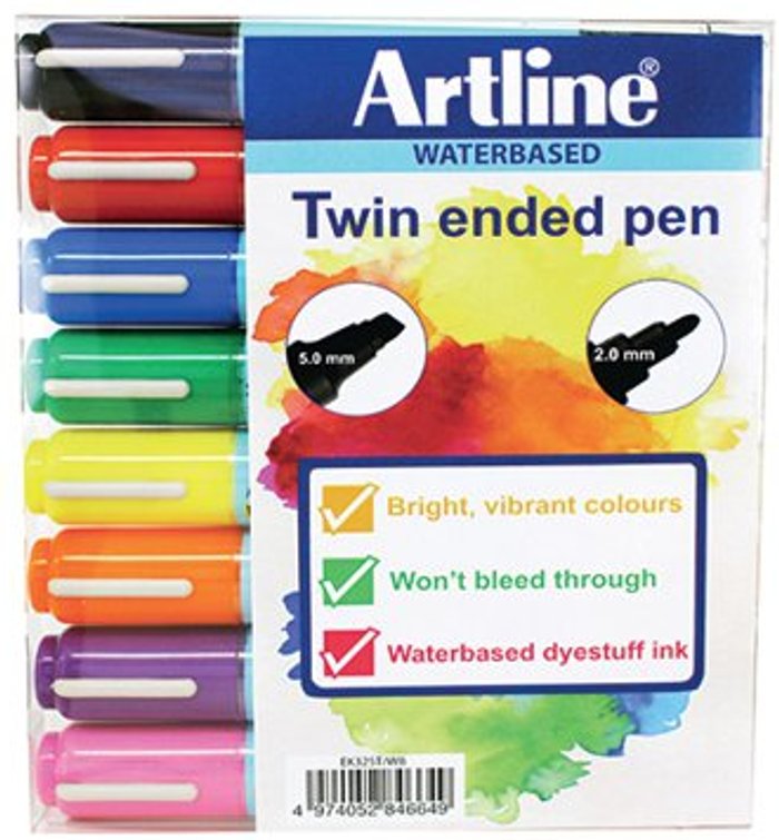 Office Monster | Artline Artline 2-in-1 Flipchart Marker Assorted (Pack of 8) EK-325T-W8 Artline Artline 2-in-1 Flipchart Marker Assorted (Pack of 8) EK-325T-W8