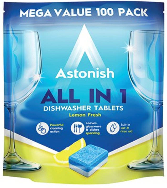 Office Monster | Astonish Astonish All in 1 Dishwasher Tablets Blue (Pack of 100) AST21073 Astonish Astonish All in 1 Dishwasher Tablets Blue (Pack of 100) AST21073