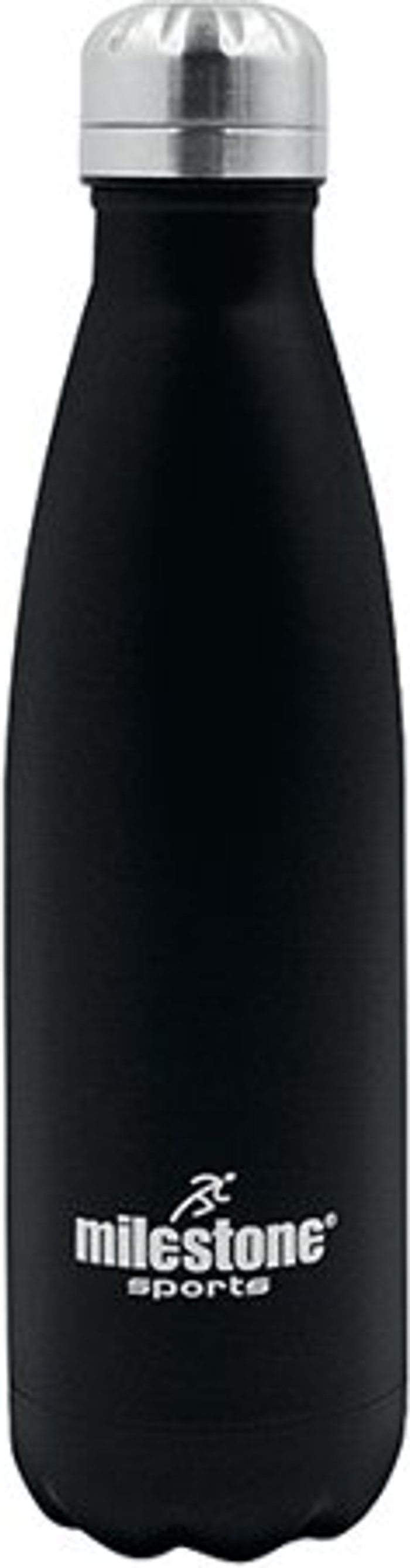 Office Monster | Milestone Sports Drinking Bottle Double Walled Stainless Steel 500ml Black 52100 Milestone Sports Drinking Bottle Double Walled Stainless Steel 500ml Black 52100