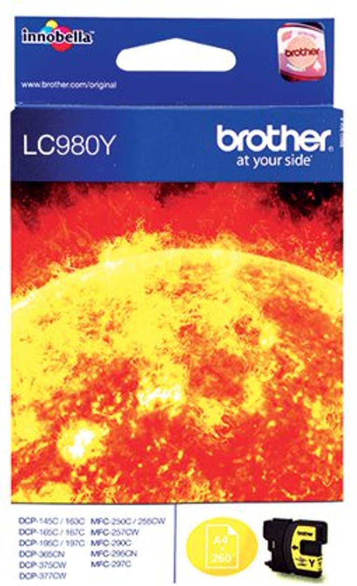 Office Monster | Brother Brother LC980Y Yellow Inkjet Cartridge Brother Brother LC980Y Yellow Inkjet Cartridge