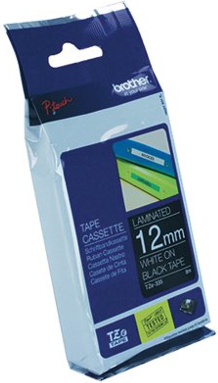 Office Monster | P-Touch Brother P-Touch 12mm White on Black TZE335 Labelling Tape TZE335 P-Touch Brother P-Touch 12mm White on Black TZE335 Labelling Tape TZE335