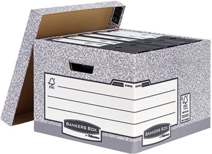 Office Monster | Bankers Box Bankers Box Storage Box Large Grey (Pack of 10) 01810-FFLP Bankers Box Bankers Box Storage Box Large Grey (Pack of 10) 01810-FFLP