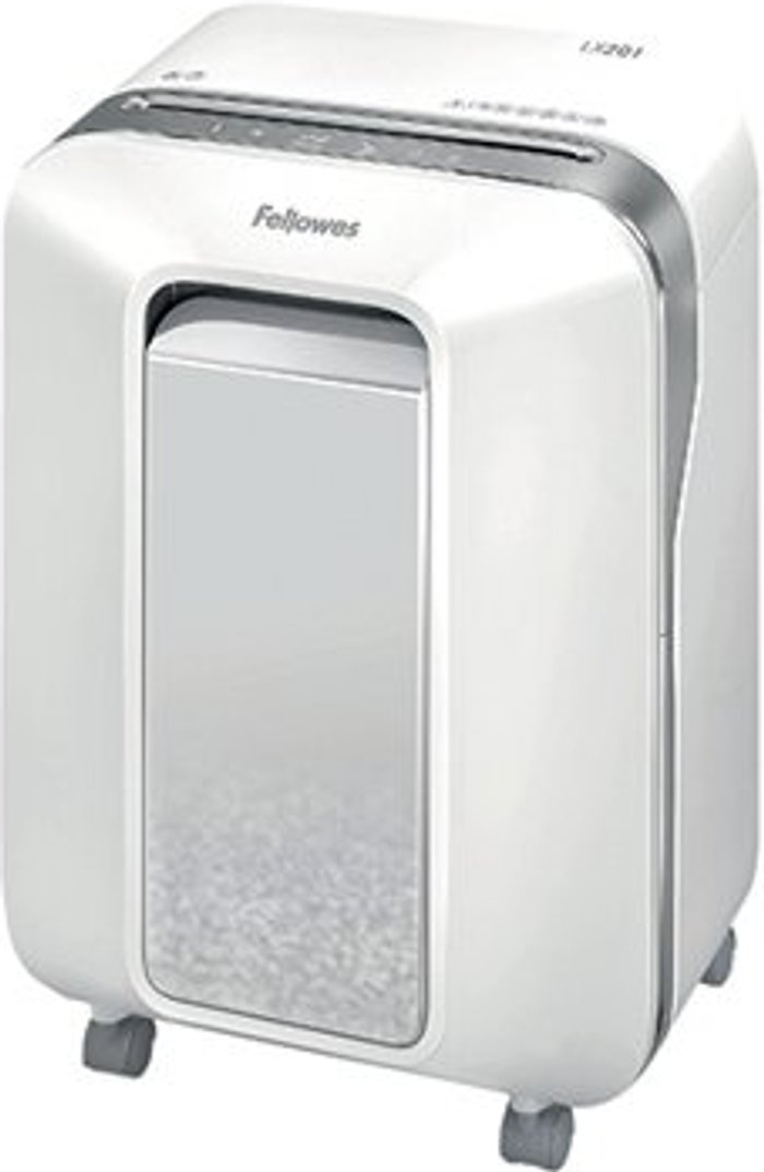 Office Monster | Fellowes Fellowes Powershred LX201 Micro-Cut Shredder White 5160101 Fellowes Fellowes Powershred LX201 Micro-Cut Shredder White 5160101