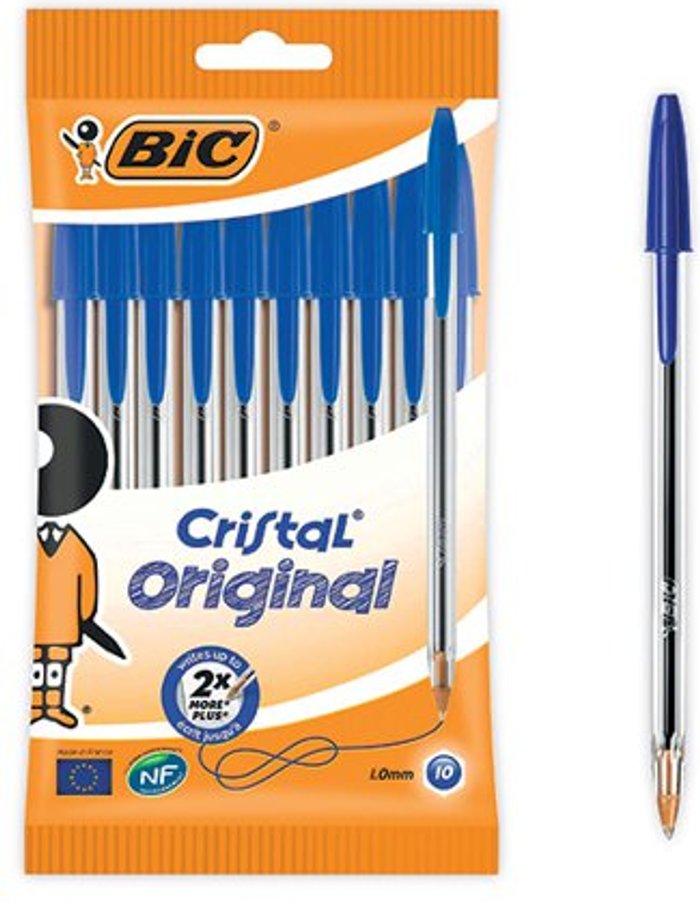 Office Monster | Bic Bic Cristal Ballpoint Pen Medium Blue (Pack of 10) 830863 Bic Bic Cristal Ballpoint Pen Medium Blue (Pack of 10) 830863