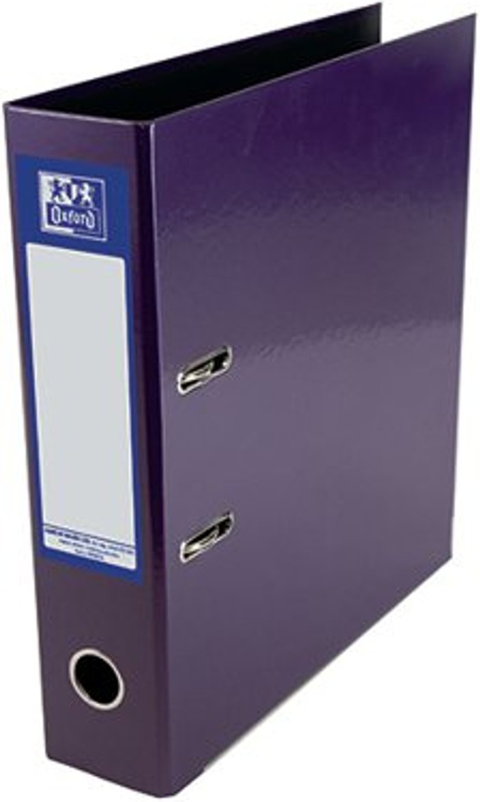 Office Monster | Oxford Oxford 70mm Lever Arch File Laminated A4 Purple 400107440 Oxford Oxford 70mm Lever Arch File Laminated A4 Purple 400107440