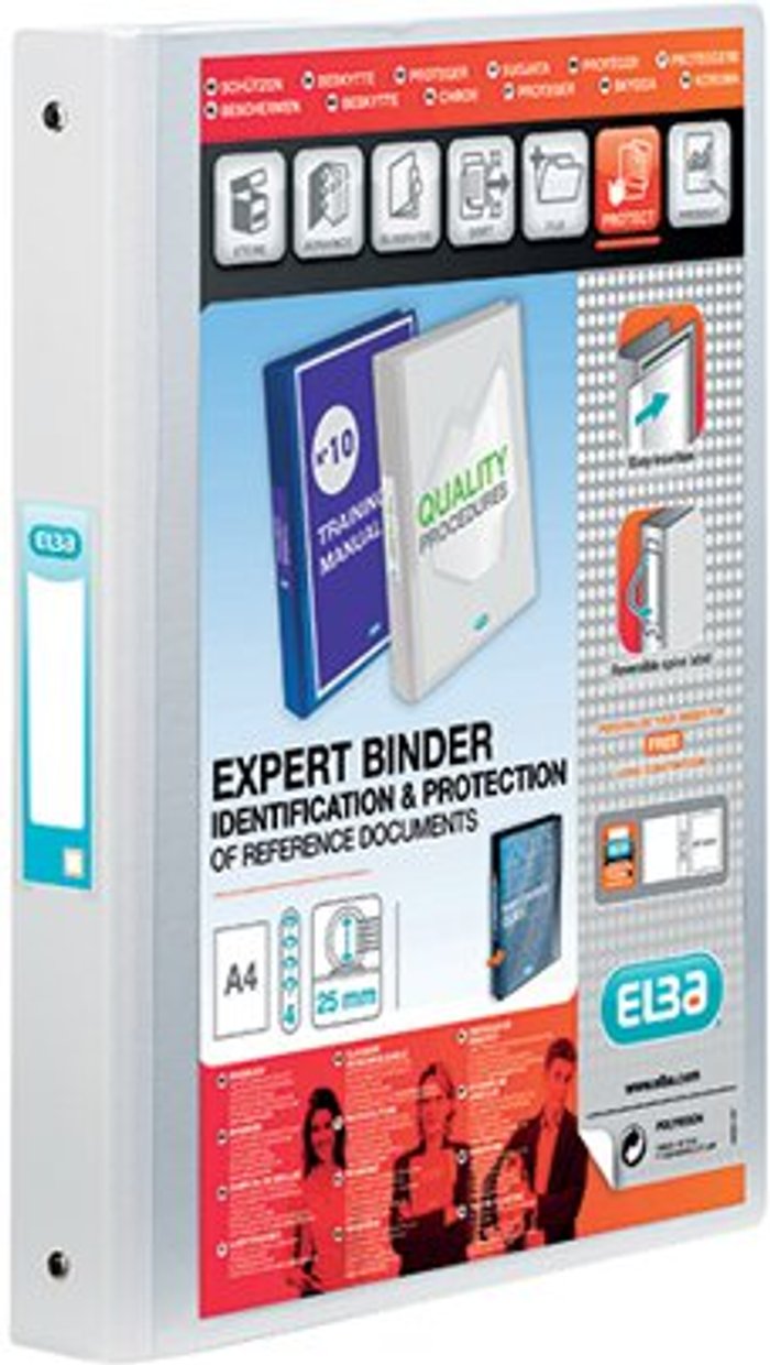 Office Monster | Elba Elba Vision 25mm 4 O-Ring Binder PP A4 White 100080879 Elba Elba Vision 25mm 4 O-Ring Binder PP A4 White 100080879