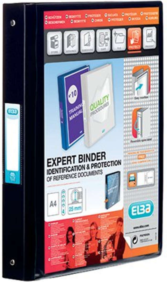 Office Monster | Bantex Elba Vision 25mm 4 O-Ring Binder PP A4 Black 100080881 Bantex Elba Vision 25mm 4 O-Ring Binder PP A4 Black 100080881