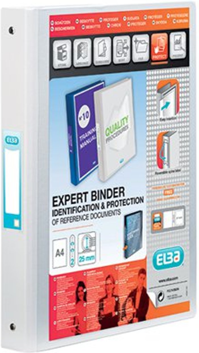 Office Monster | Elba Elba Vision 25mm 2 O-Ring Presentation Binder A4 White 100080889 Elba Elba Vision 25mm 2 O-Ring Presentation Binder A4 White 100080889