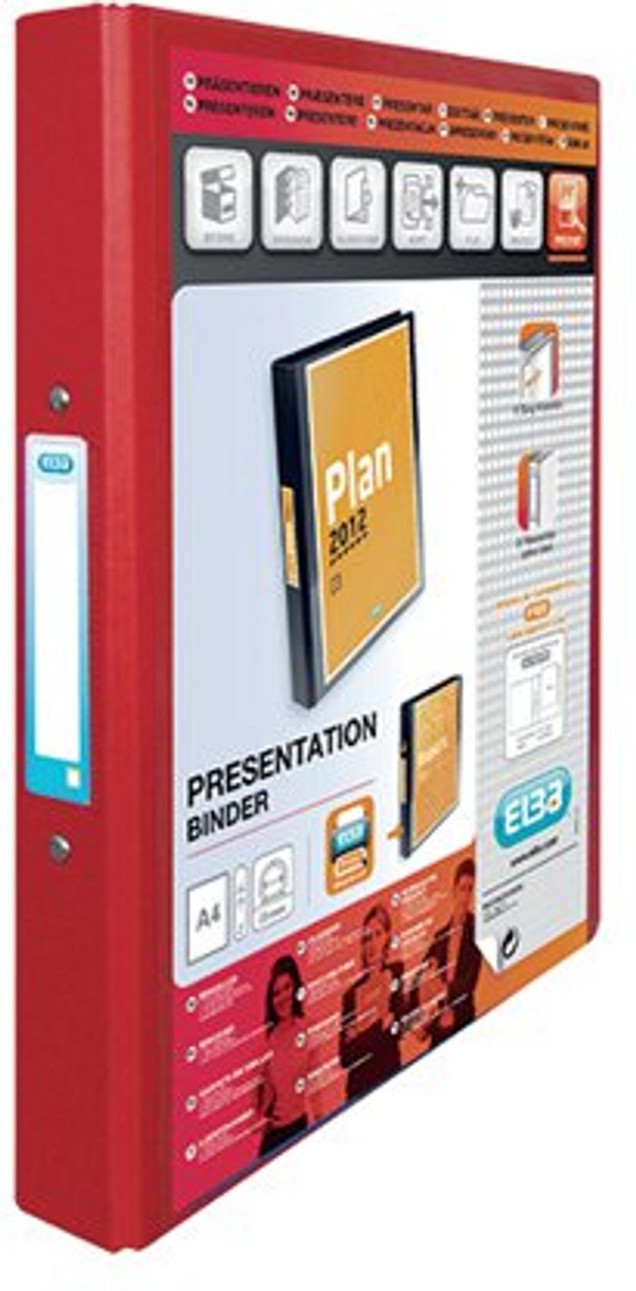 Office Monster | Elba Elba Vision 25mm 2 O-Ring Presentation Binder A4 Red 100080890 Elba Elba Vision 25mm 2 O-Ring Presentation Binder A4 Red 100080890