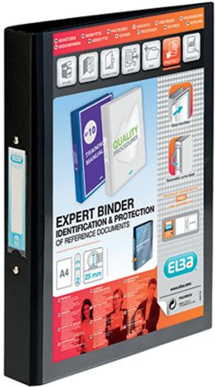 Office Monster | Elba Elba Vision 25mm 2 O-Ring Presentation Binder A4 Black 100080891 Elba Elba Vision 25mm 2 O-Ring Presentation Binder A4 Black 100080891