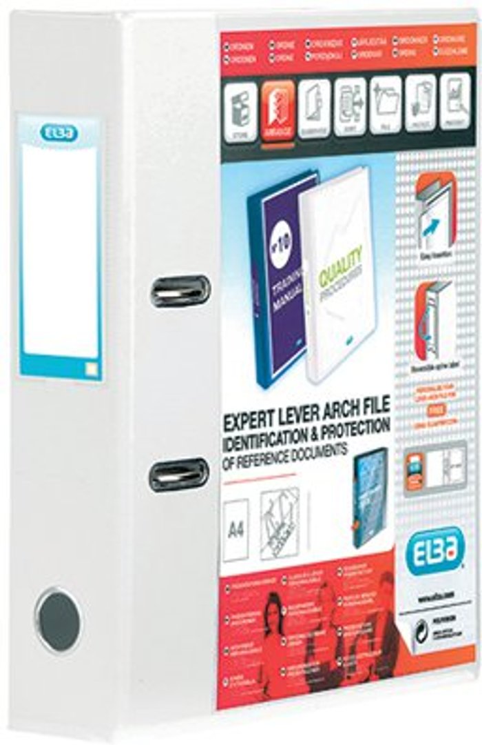 Office Monster | Elba Elba Vision 70mm Lever Arch File A4 White 100080894 Elba Elba Vision 70mm Lever Arch File A4 White 100080894