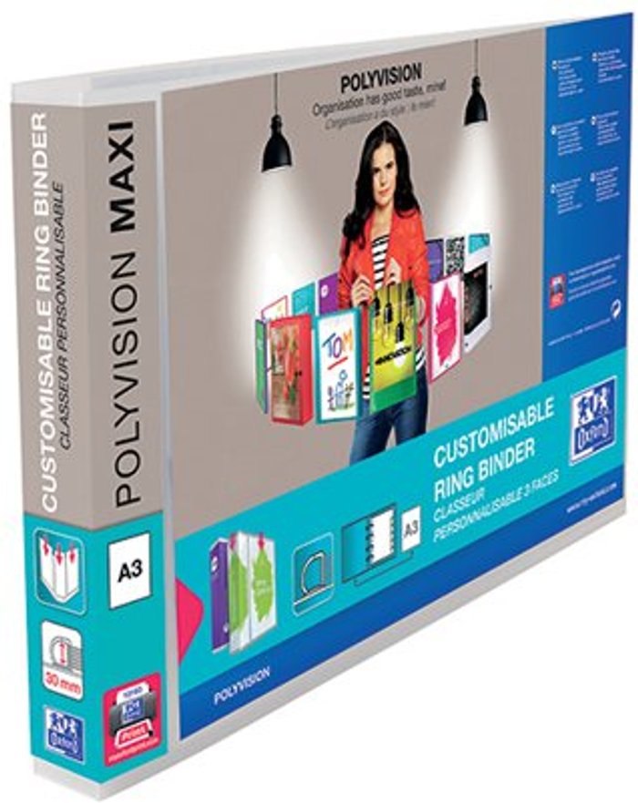 Office Monster | Elba Elba Polyvision A3 Maxi Landscape Clear 30mm 4 D-Ring Presentation Binder (Pack of 5) 100080803 Elba Elba Polyvision A3 Maxi Landscape Clear 30mm 4 D-Ring Presentation Binder (Pack of 5) 100080803