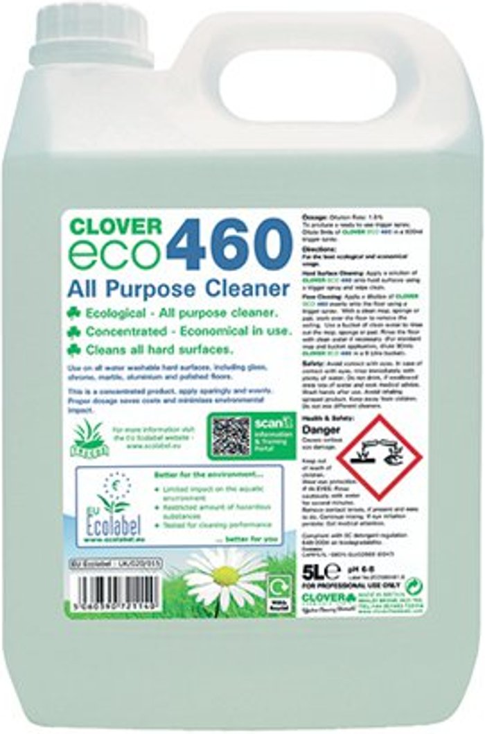 Office Monster | Clover Clover ECO 460 All Purpose Cleaner 5 Litre (Pack of 2) 460 Clover Clover ECO 460 All Purpose Cleaner 5 Litre (Pack of 2) 460