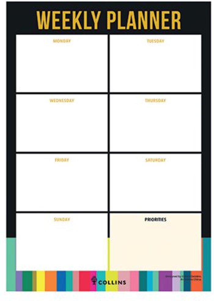 Office Monster | Collins Collins Edge Rainbow Weekly Planner Desk Pad 60 Sheets A4 ED14U3.99 Collins Collins Edge Rainbow Weekly Planner Desk Pad 60 Sheets A4 ED14U3.99
