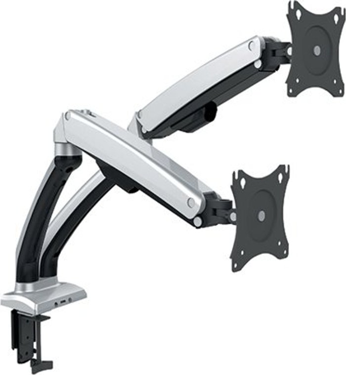 Office Monster | Contour Contour Ergonomics Double Monitor Arm Black/Silver CE04632 Contour Contour Ergonomics Double Monitor Arm Black/Silver CE04632