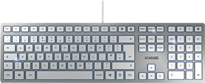 Office Monster | Cherry Cherry KC 6000 Slim Ultra Flat Wired Keyboard Silver/White JK-1600GB-1 Cherry Cherry KC 6000 Slim Ultra Flat Wired Keyboard Silver/White JK-1600GB-1