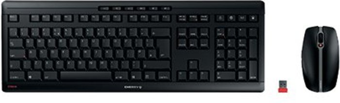 Office Monster | Cherry Cherry Stream USB Desktop Wireless Keyboard and Mouse Set UK Black JD-8500GB-2 Cherry Cherry Stream USB Desktop Wireless Keyboard and Mouse Set UK Black JD-8500GB-2