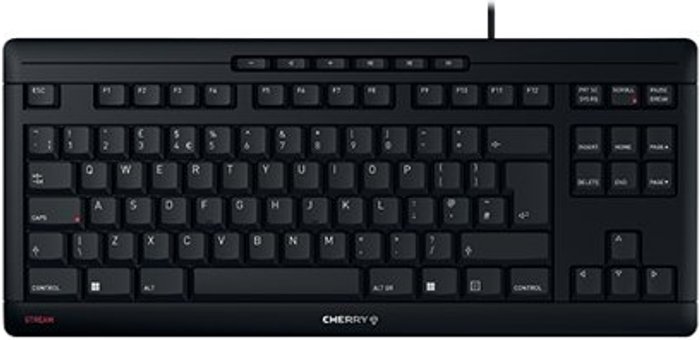 Office Monster | Cherry Cherry Stream TKL USB Wired Keyboard UK Black JK-8600GB-2 Cherry Cherry Stream TKL USB Wired Keyboard UK Black JK-8600GB-2