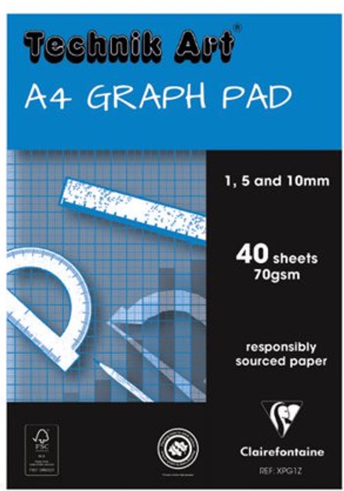Office Monster | Technik Art Clairefontaine Technik Art 1/5/10mm Graph Pad 40 Leaf XPG1 Technik Art Clairefontaine Technik Art 1/5/10mm Graph Pad 40 Leaf XPG1