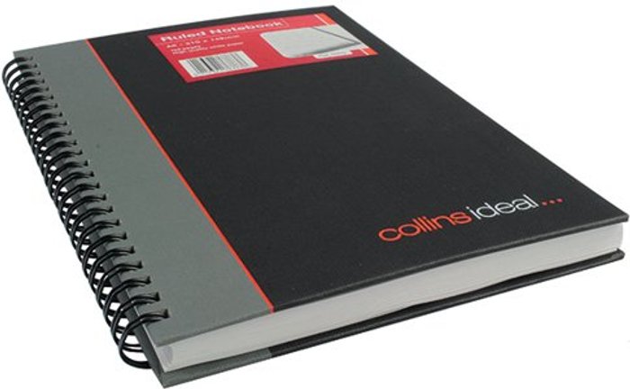 Office Monster | Collins Collins Ideal Feint Ruled Wirebound Notebook A5 468W BLACK Collins Collins Ideal Feint Ruled Wirebound Notebook A5 468W BLACK