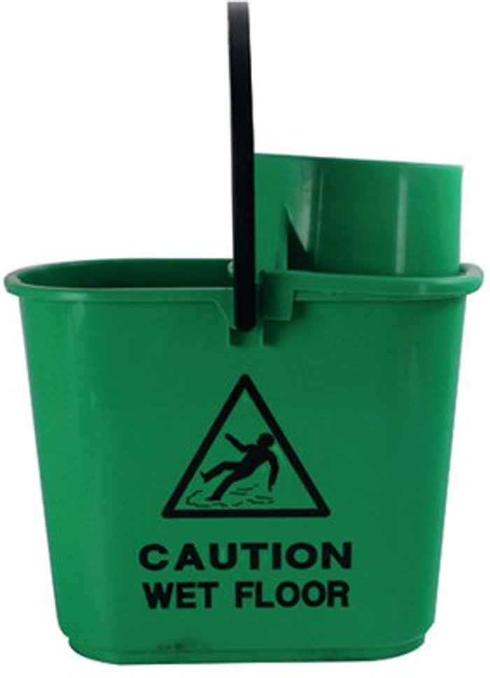 Office Monster | 2Work 2Work Plastic Mop Bucket with Wringer 15 Litre Green 102946GN 2Work 2Work Plastic Mop Bucket with Wringer 15 Litre Green 102946GN