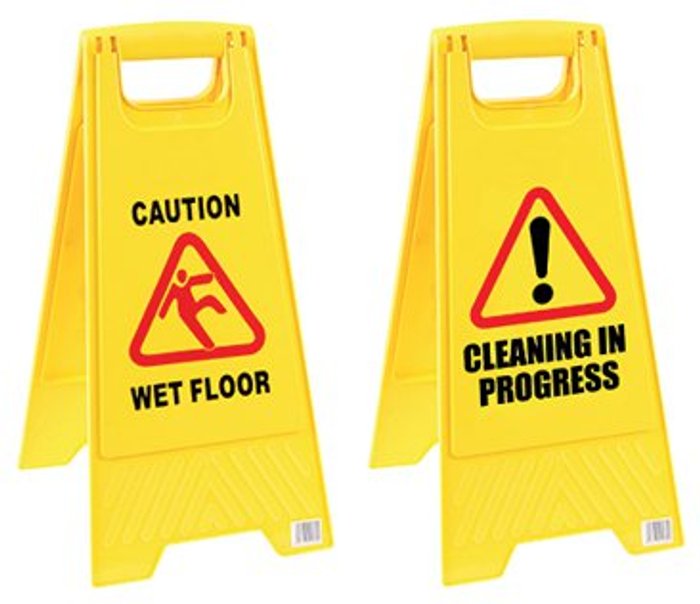 Office Monster | Unbranded 2Work Folding Safety Sign Caution Wet Floor Yellow CNT00356 Unbranded 2Work Folding Safety Sign Caution Wet Floor Yellow CNT00356