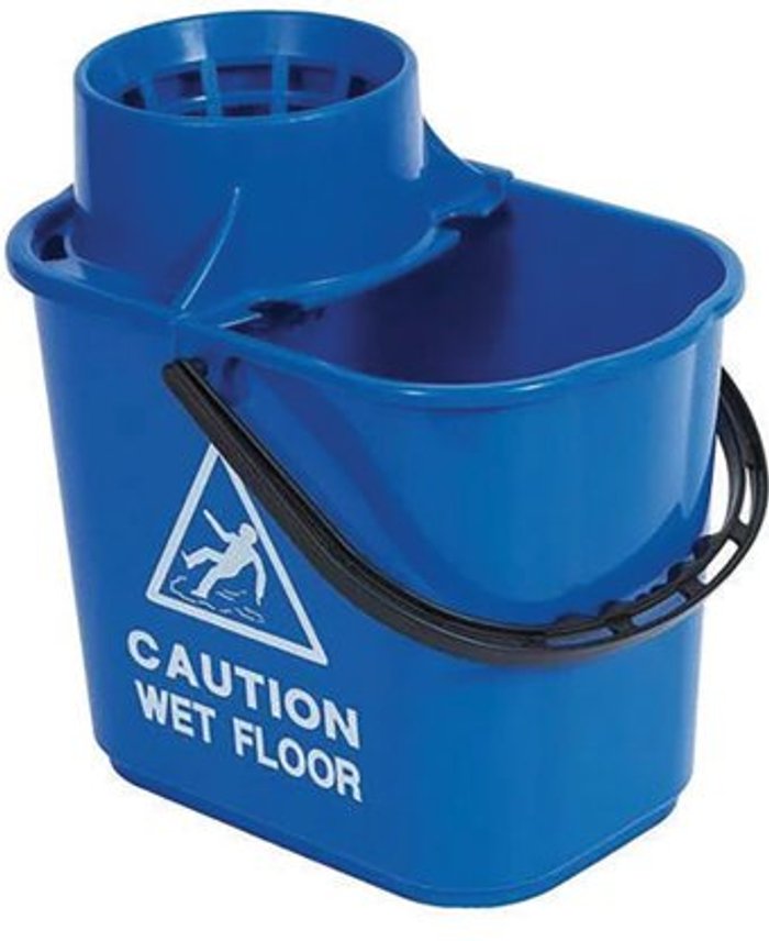 Office Monster | 2Work 2Work Plastic Mop Bucket With Wringer 15 Litre Blue CNT00660 2Work 2Work Plastic Mop Bucket With Wringer 15 Litre Blue CNT00660