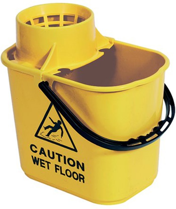 Office Monster | 2Work 2Work Plastic Mop Bucket With Wringer 15 Litre Yellow CNT00691 2Work 2Work Plastic Mop Bucket With Wringer 15 Litre Yellow CNT00691