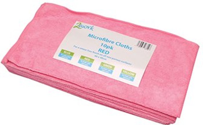 Office Monster | 2Work 2Work Microfibre Cloth 400x400mm Red (Pack of 10) CNT01623 2Work 2Work Microfibre Cloth 400x400mm Red (Pack of 10) CNT01623