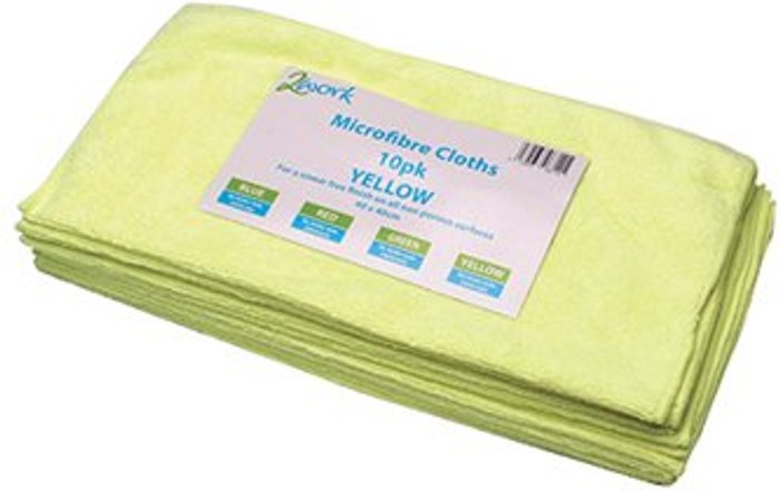 Office Monster | 2Work 2Work Microfibre Cloth 400x400mm Yellow (Pack of 10) CNT01625 2Work 2Work Microfibre Cloth 400x400mm Yellow (Pack of 10) CNT01625