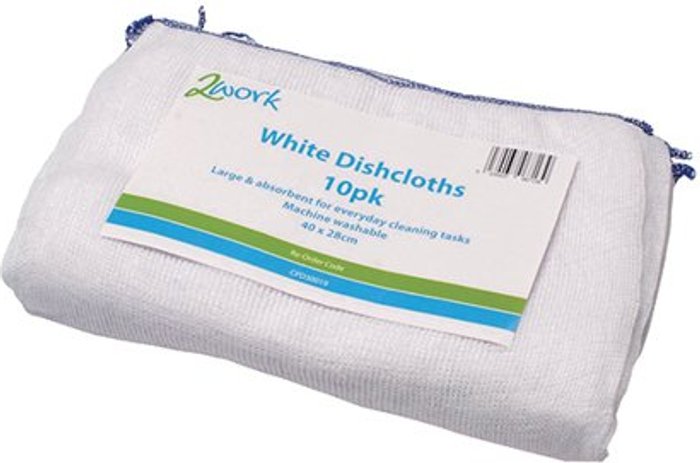 Office Monster | 2Work 2Work Dishcloths 400x280mm White (Pack of 10) CPD30019 2Work 2Work Dishcloths 400x280mm White (Pack of 10) CPD30019