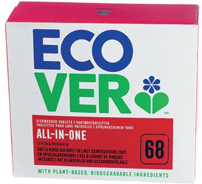 Office Monster | Ecover Ecover All In One Dishwasher Tablets Lemon and Mandarin (Pack of 68) 4004065 Ecover Ecover All In One Dishwasher Tablets Lemon and Mandarin (Pack of 68) 4004065